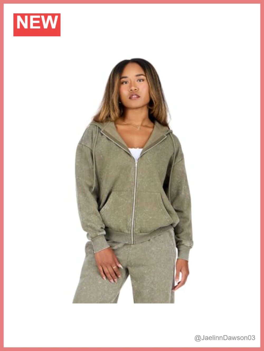 Oversized Full-Zip Enzyme Wash Hoodie Cotton Blend Fleece-Lined